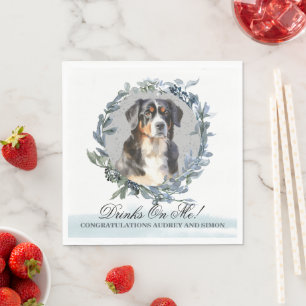 Drinks on Me Bernese Mountain Dog Pet Wedding Napkin