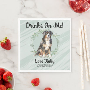Drinks on Me! Bernese Mountain Dog Pet Wedding Napkin
