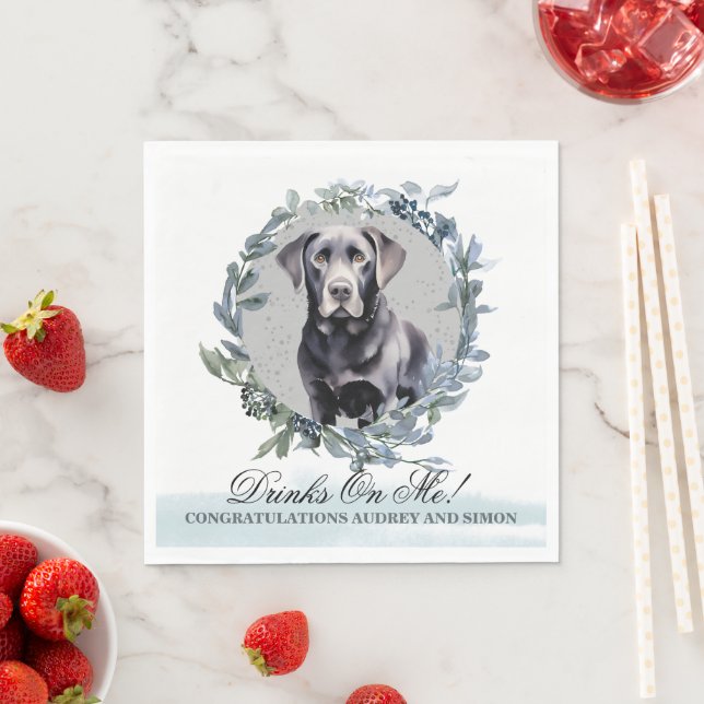 Drinks on Me! Black Lab Dog Napkins with Photo (Insitu)