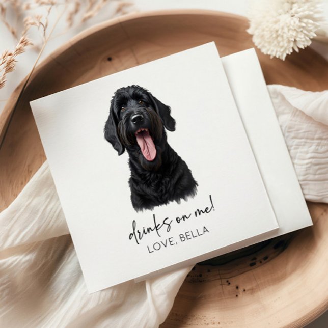 Drinks On Me! Black Russian Terrier Dog Wedding Napkin (Creator Uploaded)