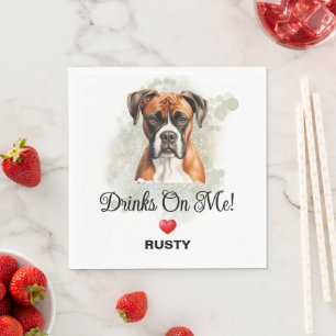Drinks on Me Boxer Dog Wedding Napkins