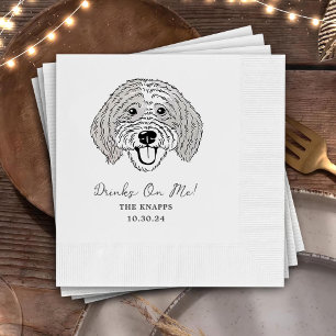 Drinks On Me Custom Dog Drawn Wedding Napkin