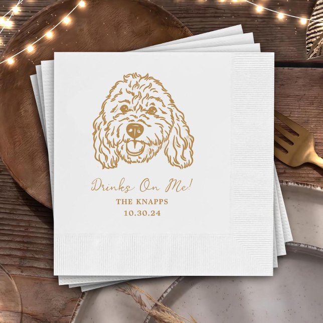 Drinks On Me Custom Dog Drawn Wedding Napkin (Creator Uploaded)