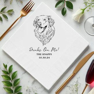 Drinks On Me Custom Pet Cocktail Napkins Wedding