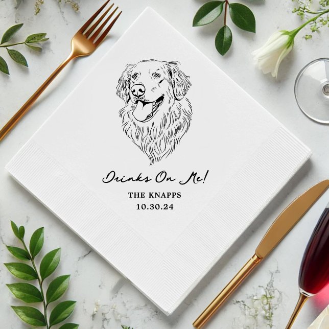 Drinks On Me Custom Pet Cocktail Napkins Wedding (Creator Uploaded)
