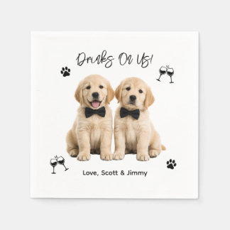 Drinks on Me Cute Fun Photo Modern Dog Wedding Napkin