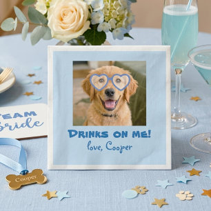 Drinks on Me Cute Fun Photo Modern Dog Wedding Napkin