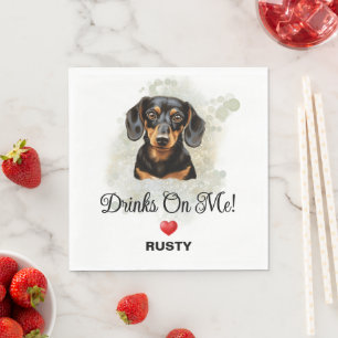 Drinks on Me Dachshund Wedding Napkin