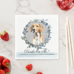 Drinks on Me! English Foxhound Dog Pet Wedding Napkin
