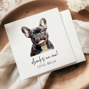 Drinks On Me! French Bulldog Dog Pet Wedding Napkin