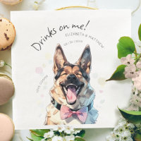 Drinks On Me German Sheperd Watercolor Fun Dog