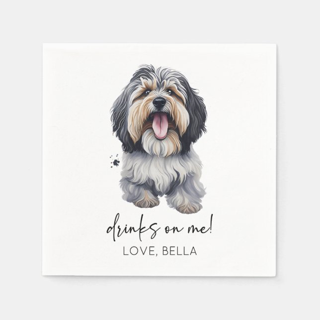 Drinks On Me! Havanese Dog Wedding Napkin (Front)