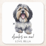 Drinks On Me! Havanese Dog Wedding Square Paper Coaster<br><div class="desc">These are Drinks On Me! Havanese Dog Pet Wedding Paper Coasters!</div>