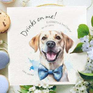Drinks On Me Labrador Watercolor Fun Dog Pet Napkin