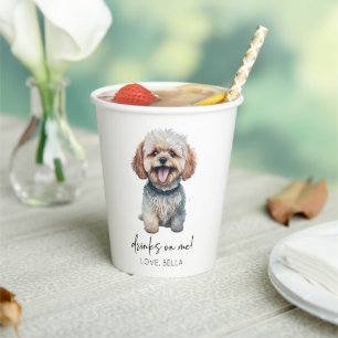 Drinks On Me! Maltipoo Dog Wedding Paper Cups