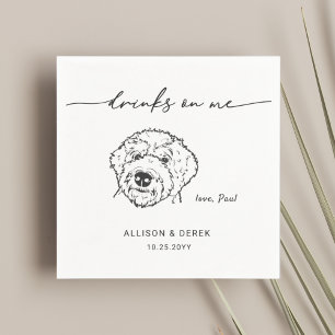 Drinks on Me Modern Cute Pet Dog Lovers Wedding Napkin
