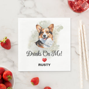 Drinks on Me Pembroke Welsh Corgi Napkin