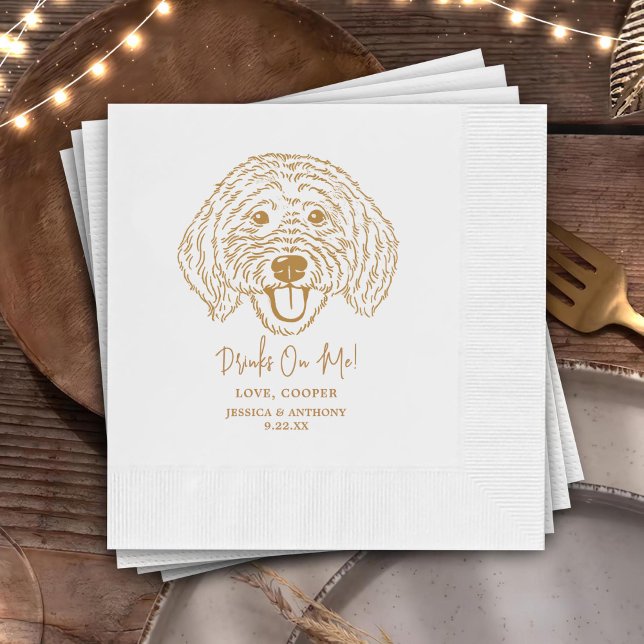 Drinks On Me Pets Custom Hand Drawing Wedding Napkin (Creator Uploaded)