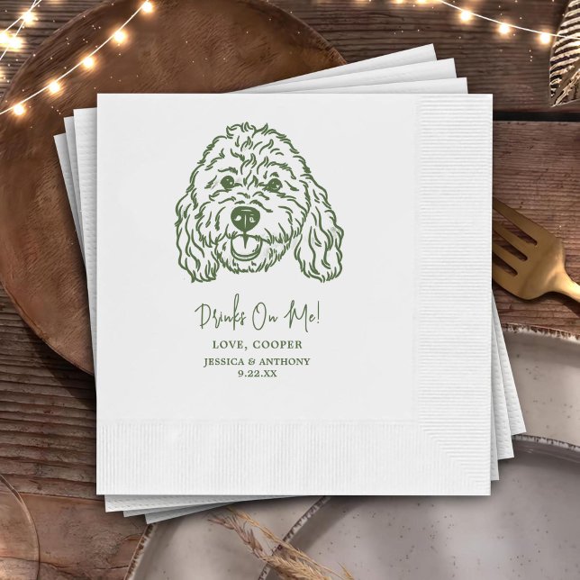 Drinks On Me Pets Custom Hand Drawing Wedding Napkin (Creator Uploaded)