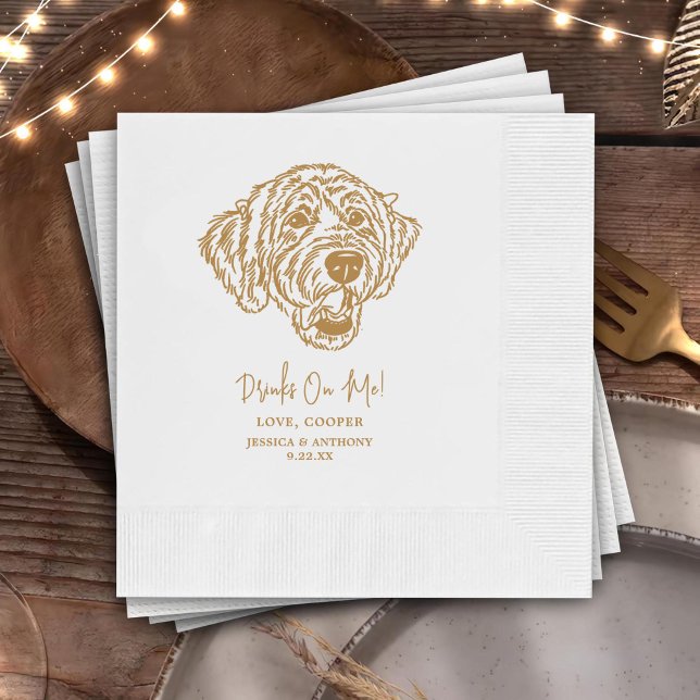Drinks On Me Pets Custom Hand Drawing Wedding Napkin (Creator Uploaded)