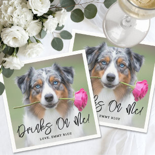 Drinks On Me Photo Pet Dog Wedding Napkin