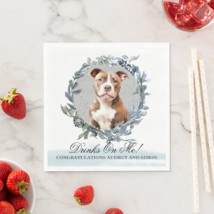 Drinks on Me! Pitbull Dog wedding pet Napkin