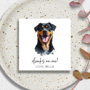 Drinks On Me! Rottweiler Dog Pet Wedding Napkin