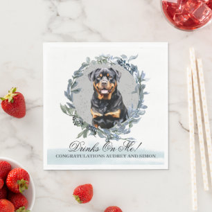 Drinks On Me! Rottweiler Dog wedding pet Napkin