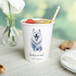 Drinks On Me! Samoyed Dog Pet Wedding Paper Cups