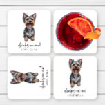 Drinks On Me! Yorkshire Terrier Yorkie Dog Wedding Square Paper Coaster<br><div class="desc">These are Drinks On Me! Yorkshire Terrier Yorkie Dog Pet Wedding Paper Coaster!</div>