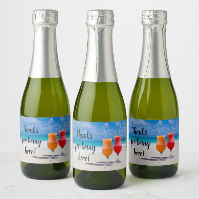 Drinks on the Beach Wedding Mini Sparkling Wine La Label (Bottles)