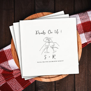 Drinks On Us Chic Modern Minimalist Wedding Napkin