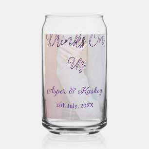 Drinks on us open bar pet photo wedding couple dat can glass