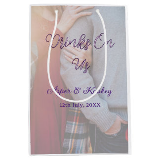 Drinks on us open bar pet photo wedding couple dat medium gift bag
