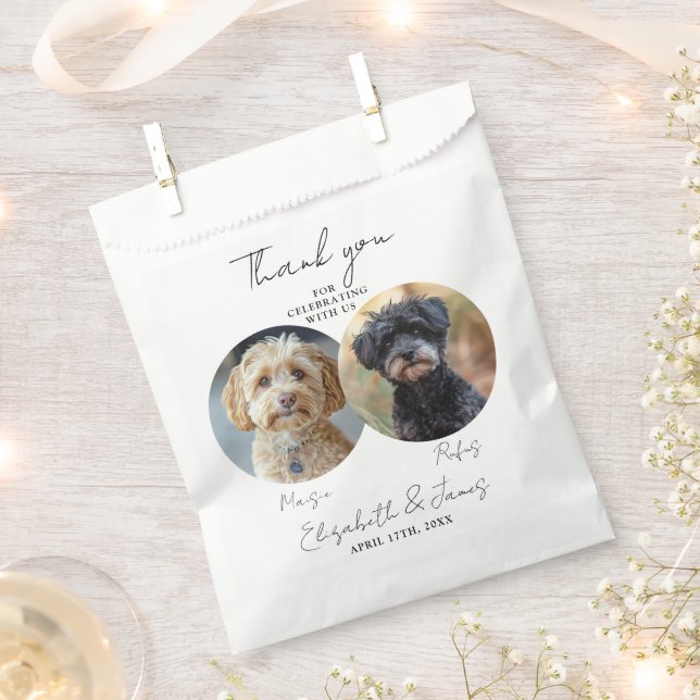 Drinks On Us Pet Dog 2 Photo Wedding Favour Bags (Clipped)