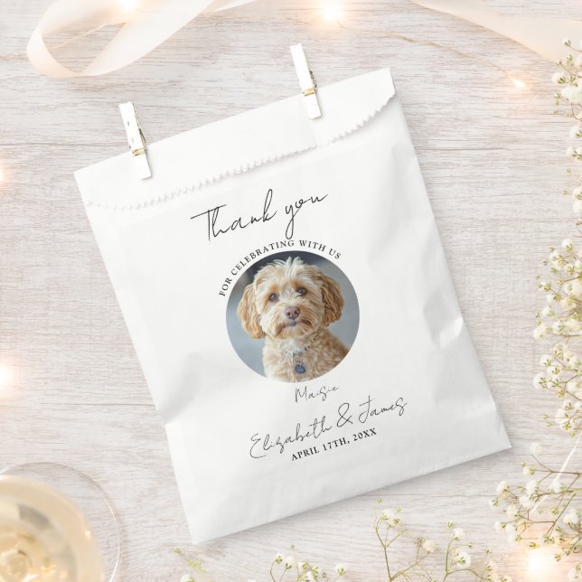 Drinks On Us Pet Dog Photo Wedding Favour Bags (Clipped)