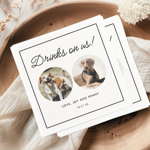 Drinks On Us Pet Dog Wedding Napkins