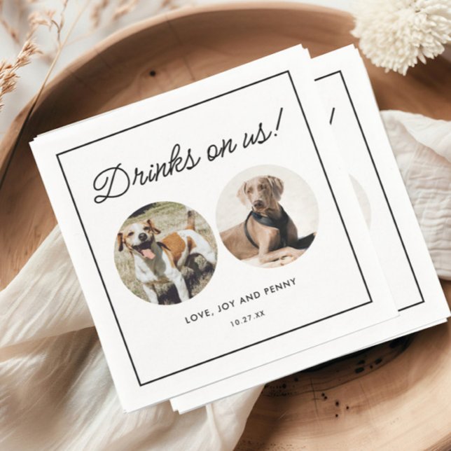 Drinks On Us Pet Dog Wedding Napkins (Creator Uploaded)