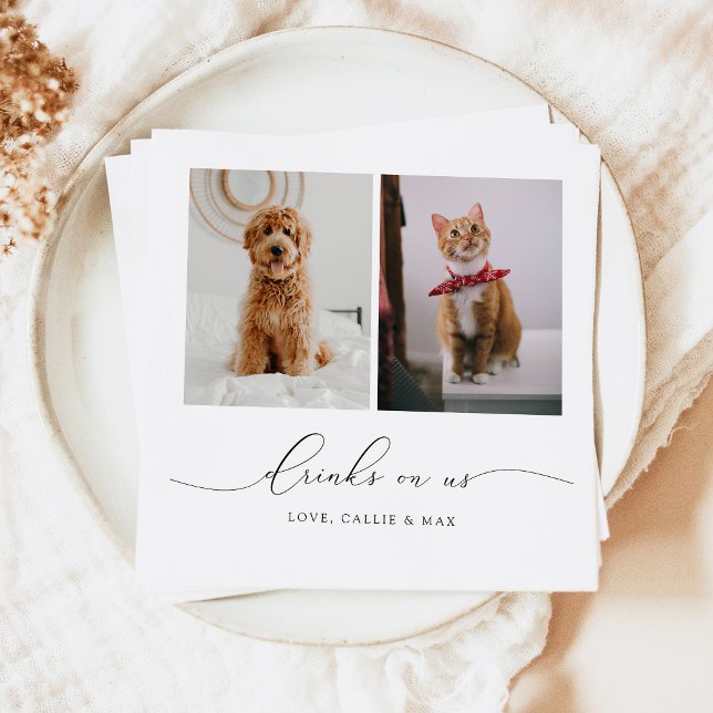 Drinks On Us Pet Wedding Napkin (Creator Uploaded)
