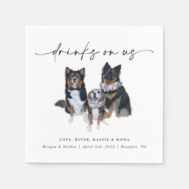 Drinks On Us Pet Wedding Napkins (Front)