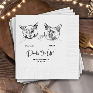 Drinks On Us Pets Custom Hand Drawing Wedding Napk Napkin