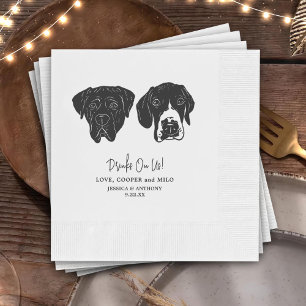 Drinks On Us Pets Custom Hand Drawing Wedding Napkin