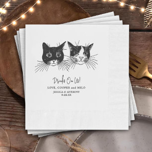 Drinks On Us Pets Custom Hand Drawing Wedding Napkin