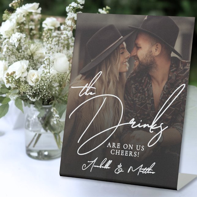 Drinks On Us Photo Wedding Sign (Drinks On Us Photo Wedding Sign)