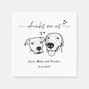 Drinks On Us Retriever Terrier Dog Wedding  Napkin