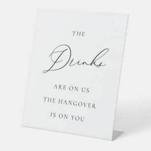 Drinks on Us Wedding Sign Minimalist Elegant 