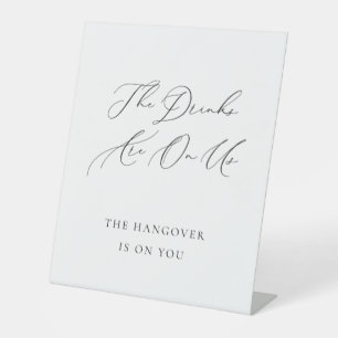 Drinks on Us Wedding Sign Minimalist Elegant