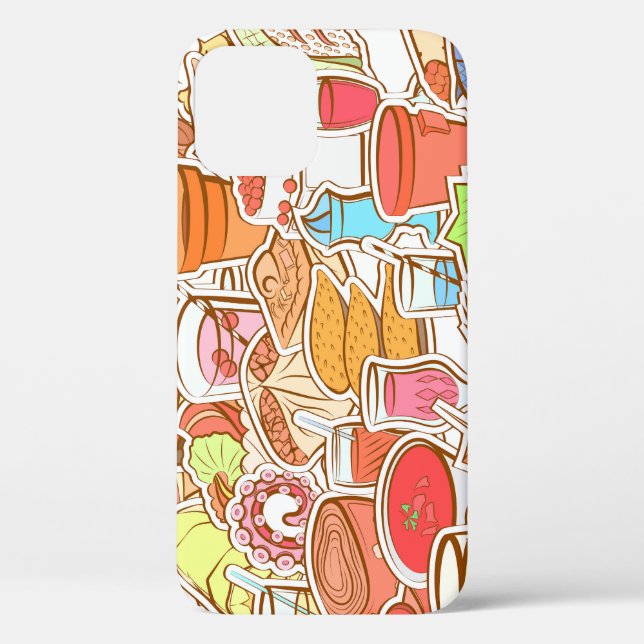 Drinks, seafood, snacks, seamless pattern Case-Mate iPhone case (Back)