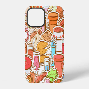 Drinks, seafood, snacks, seamless pattern iPhone 12 case