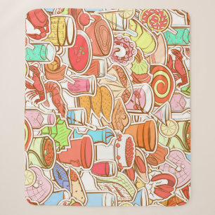 Drinks, seafood, snacks, seamless pattern sherpa blanket